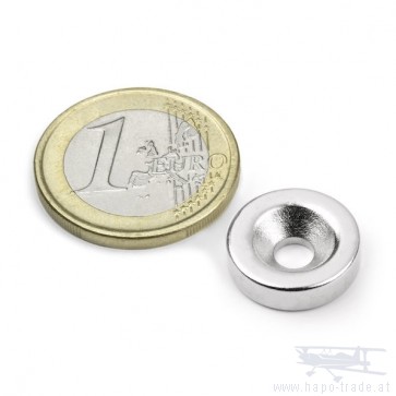 Neodym Magnet im Scheibenform zum Anschrauben 15 mm, Höhe 4 mm